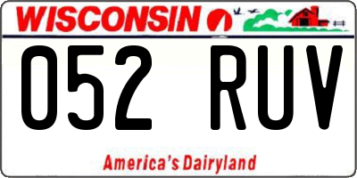 WI license plate 052RUV