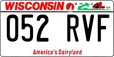 WI license plate 052RVF