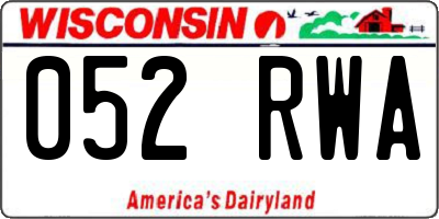 WI license plate 052RWA