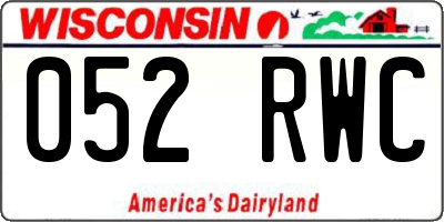 WI license plate 052RWC
