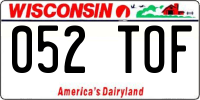 WI license plate 052TOF