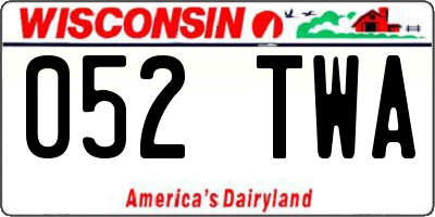 WI license plate 052TWA