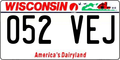WI license plate 052VEJ