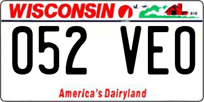 WI license plate 052VEO