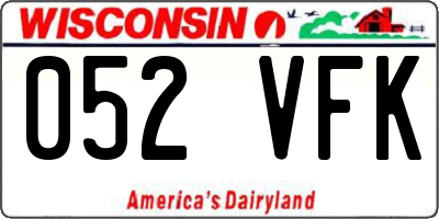 WI license plate 052VFK