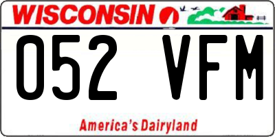 WI license plate 052VFM