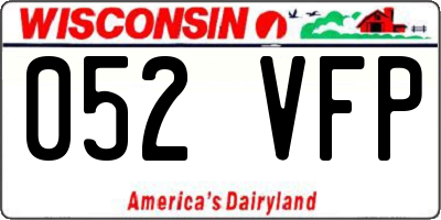 WI license plate 052VFP