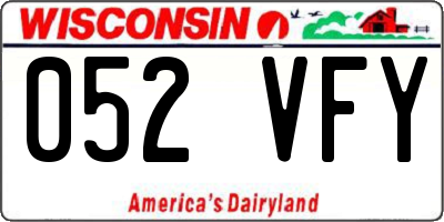 WI license plate 052VFY
