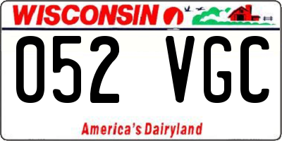 WI license plate 052VGC