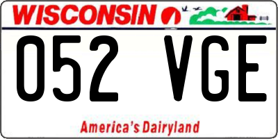 WI license plate 052VGE