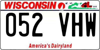 WI license plate 052VHW