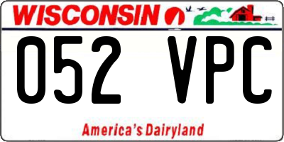 WI license plate 052VPC