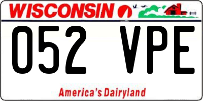 WI license plate 052VPE