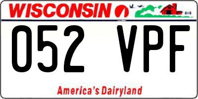 WI license plate 052VPF