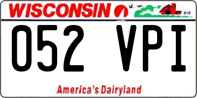 WI license plate 052VPI