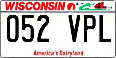 WI license plate 052VPL