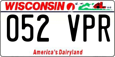 WI license plate 052VPR