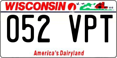 WI license plate 052VPT