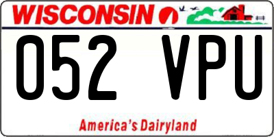 WI license plate 052VPU