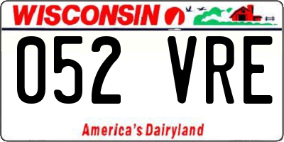 WI license plate 052VRE