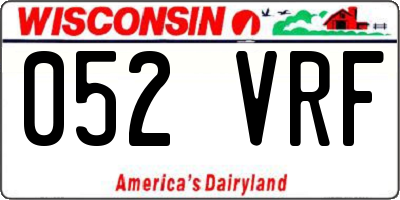 WI license plate 052VRF