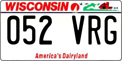 WI license plate 052VRG