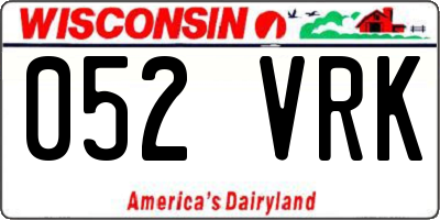 WI license plate 052VRK