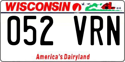 WI license plate 052VRN