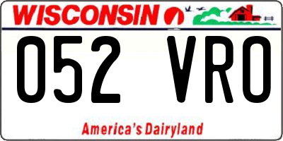 WI license plate 052VRO