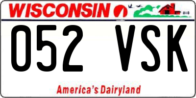 WI license plate 052VSK
