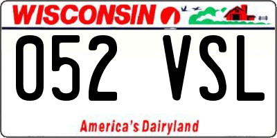WI license plate 052VSL