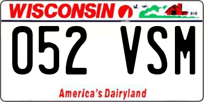 WI license plate 052VSM