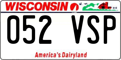 WI license plate 052VSP