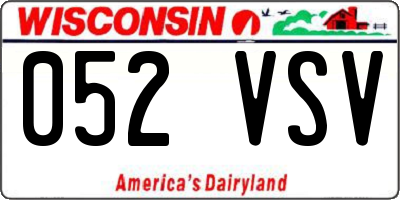 WI license plate 052VSV