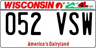 WI license plate 052VSW