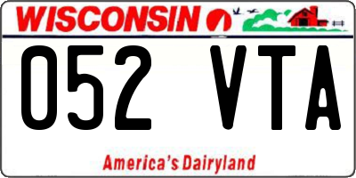 WI license plate 052VTA