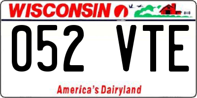 WI license plate 052VTE