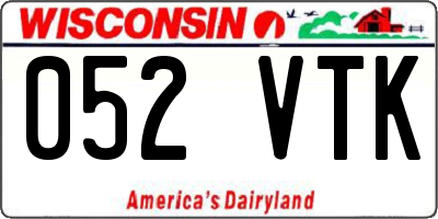 WI license plate 052VTK