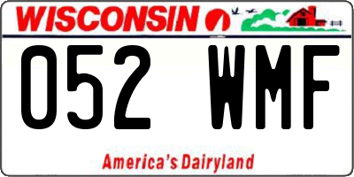 WI license plate 052WMF
