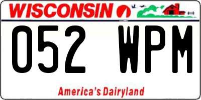 WI license plate 052WPM