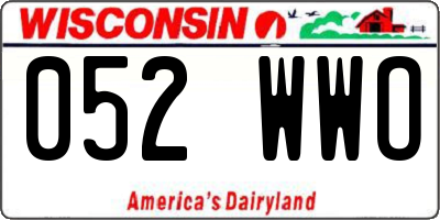 WI license plate 052WWO