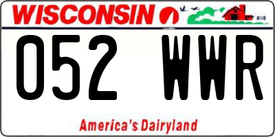 WI license plate 052WWR