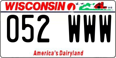 WI license plate 052WWW