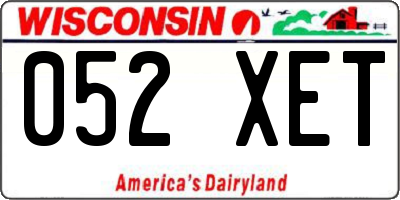 WI license plate 052XET