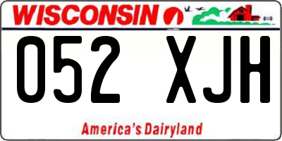WI license plate 052XJH
