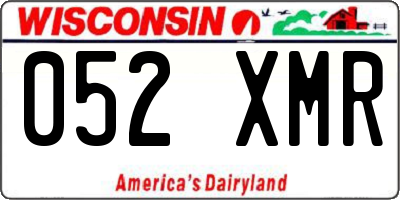 WI license plate 052XMR