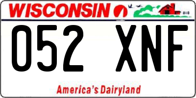 WI license plate 052XNF
