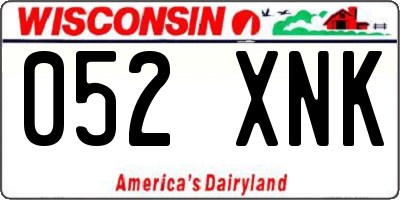 WI license plate 052XNK