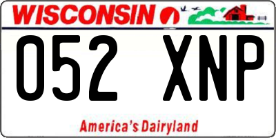 WI license plate 052XNP