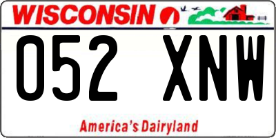 WI license plate 052XNW